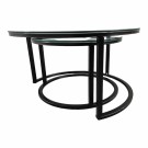 Oslo sofabord -2 stk Ø 80 og 60 cm - Herdet klart glass & Sort understell thumbnail