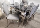 Phoenix stol i grå italiensk fløyel & Sølv rustfritt stål ben thumbnail