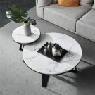 Manhattan sofabord inkl sidebord - Hvit stein & Sort rustfritt stål understell thumbnail