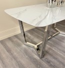 Torino spisebord -180 cm- Hvit stein - Sølv rustfritt stål understell thumbnail