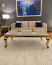 Houston sofabord - Hvit marmorplate & Rustfritt stål - Gull  thumbnail