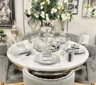 Royalston spisebord- Sølv rustfritt stål - Ekte hvit marmorplate - Ø 150 thumbnail