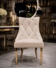 Mallorca stol – Beige velour & Gull rustfritt stål - Klassisk ring bak thumbnail
