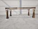 Roma spisebord - Hvit steinplate & Rosagull rustfritt stål understell  thumbnail