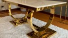 Ellington spisebord- L 200 cm- Hvit stein plate & gull understell thumbnail