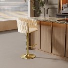 Las Vegas barstol - Svingbar- Beige italiensk fløyel & Gull rustfritt stål ben thumbnail