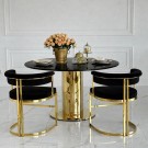 New York stol - Sort velour & Gull rustfritt stål thumbnail