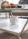 Adona sofabord - 100*100 cm - Hvit marmor - Gull rustfritt stål  thumbnail