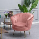 Paris loungestol i rosa italiensk fløyel & Gull rustfritt ben thumbnail