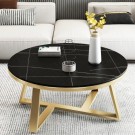 Manhattan sofabord inkl sidebord - Sort stein & Gull rustfritt stål understell thumbnail