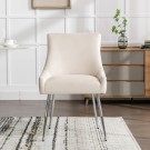 Vianne stol - Beige velour & Sølv rustfritt stål bein thumbnail