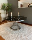 Milano spisebord - Sølv rustfritt stål - Sort stein - Ø 150 thumbnail