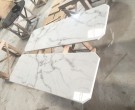 New York tv bord/ Peis - Gull rustfritt stål & Hvit steinplate- L 200 cm thumbnail