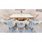 Downtown spisestol- Lys beige fløyel & Gull rustfritt stål ben thumbnail