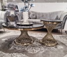 Milano sofabord - Sort stein plate & Gull rustfritt stål thumbnail