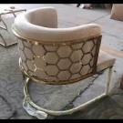 California lenestol  - Beige velour & Gull rustfritt stål  thumbnail