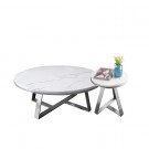 Manhattan sofabord inkl sidebord - Hvit stein & Sølv rustfritt stål understell thumbnail