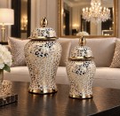 Leopard vase/urne - Gull & hvit - L  thumbnail