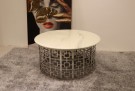 Midtown sofabord - Ø 100 cm -hvit stein plate & Sølv rustfritt stål understell thumbnail