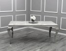 Houston spisebord - 180 cm - Ekte hvit marmorplate & Sølv understell thumbnail