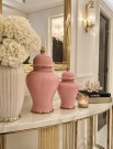 Glamour Urne/Vase- Rosa & gull -H 37 cm thumbnail