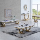 Ellington sofabord - L 130 - Hvit marmor plate & gull understell thumbnail