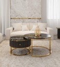 Sydney sofabord - Sort steinplate & Rusrfritt stål  thumbnail