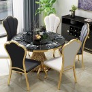 Milano spisebord inkl Lazy Susan - Gull rustfritt stål - Sort stein - Ø 150 cm thumbnail