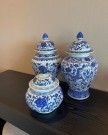 Glamour Urne/Vase - H 27 cm - Hvit og blå - Flower  thumbnail