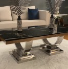 Ellington sofabord - L 130 - Sort stein & Sølv rustfritt stål understell thumbnail