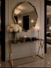 London konsollbord - Sort herdet glass & Gull rustfritt stål- L 130 cm thumbnail