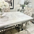 Ellington spisebord- L 200 cm- Hvit stein & Sølv understell thumbnail