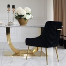 Las Vegas spisebord - 160 cm - Hvit stein plate & Gull understell i rustfritt stål thumbnail