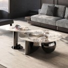 Orlando sofabord - Sort rustfritt stål understell & Hvit steinplate  thumbnail