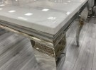 Houston spisebord - 200 cm - Hvit stein & Sølv understell thumbnail