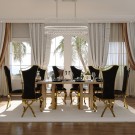 Malin spisestol - SORT ITALIENSK FLØYEL & SØLV RUSTFRITT STÅL BEN thumbnail