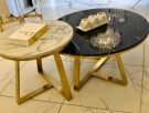 Manhattan sofabord uten sidebord - Sort marmor & Gull rustfritt stål understell thumbnail