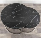 Oslo sofabord -2 stk Ø 80 og 60 cm - Sort marmor & Sølv understell thumbnail
