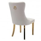 Paris stol - Beige italiensk fløyel & Gull rustfritt stål ben thumbnail