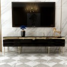 Medusa tv bord - Sort & gull rustfritt stål - L 200 cm  thumbnail