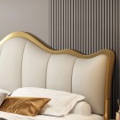 Luxury seng - King size - Synthetisk skinn - Lys beige thumbnail
