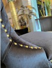 Madrid barstol - Svingbar - Sort italiensk fløyel & Gull rustfritt stål ben thumbnail