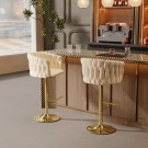 Las Vegas barstol - Svingbar- Beige italiensk fløyel & Gull rustfritt stål ben thumbnail