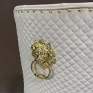 Mallorca stol – Beige velour & Gull rustfritt stål - Løvehode bak thumbnail