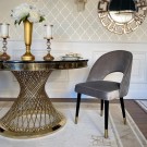 Milano spisebord - Gull rustfritt stål - Sort stein - Ø 150 thumbnail