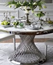 Milano spisebord - Sølv rustfritt stål - Hvit stein - Ø 150 thumbnail