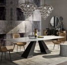 Belleville spisebord - Hvit stein plate & Sort rustfritt stål ben - L 200 cm thumbnail