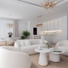 Valencia sofabord inkl sidebord - Beige & gull - Hvit steinplate  thumbnail