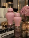 Glamour Urne/Vase- Rosa & gull -H 47 cm thumbnail