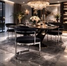 New York stol - Sort velour & Sølv rustfritt stål  thumbnail